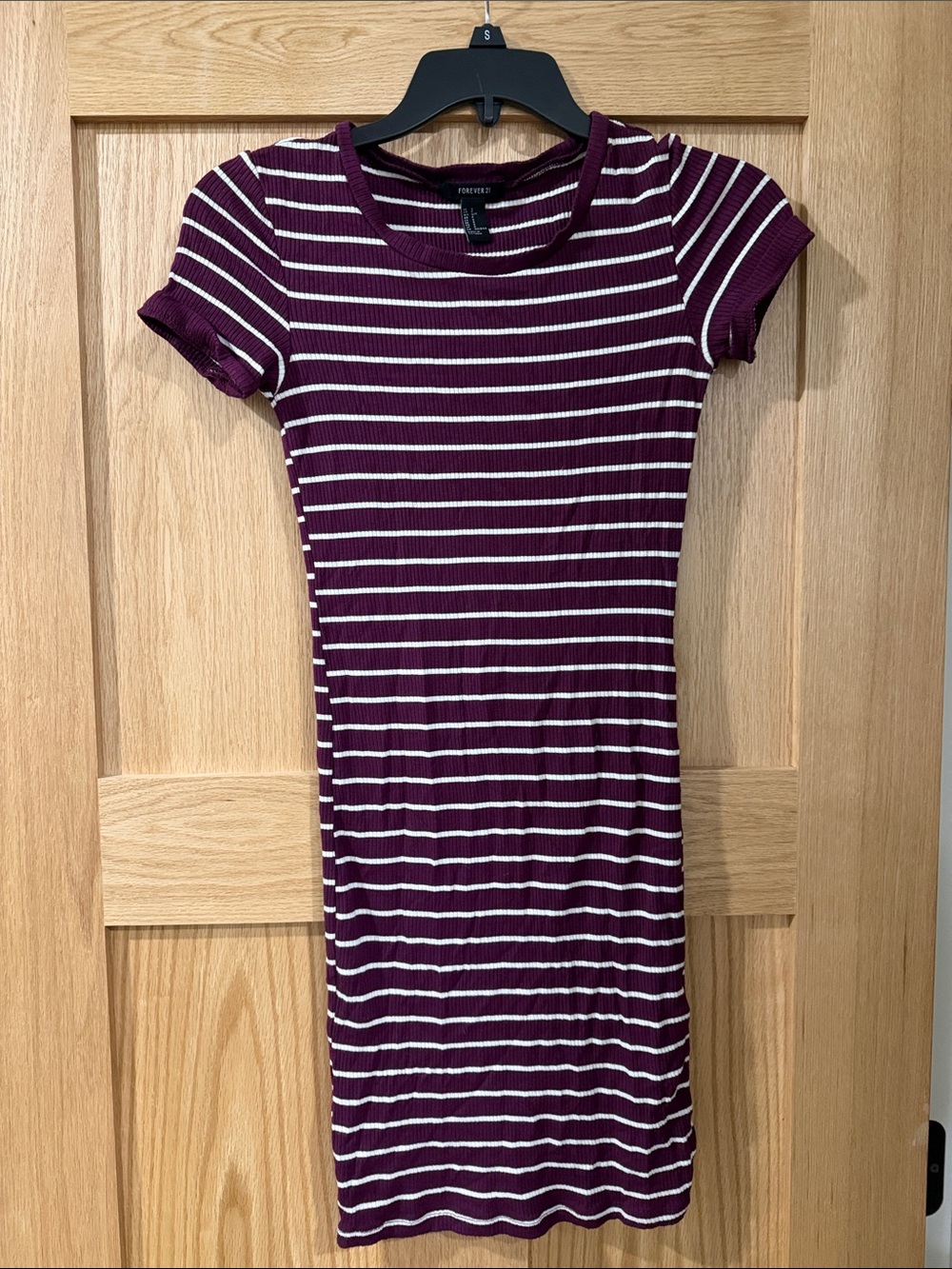 Forever 21 Plum and White Striped Ribbed Mini Dress
